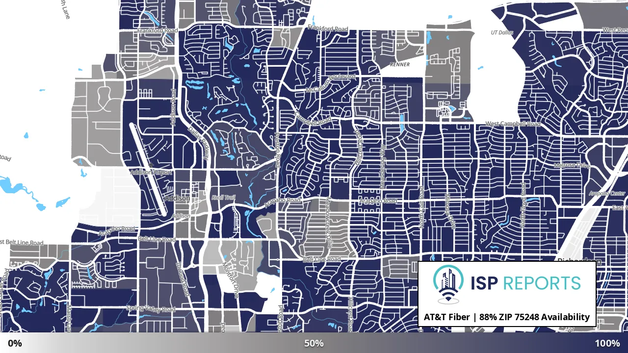 75248, TX map of internet availability