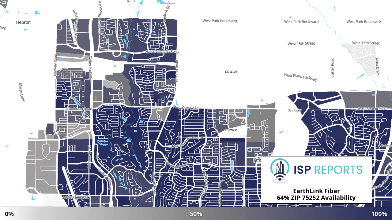 75252, TX map of internet availability