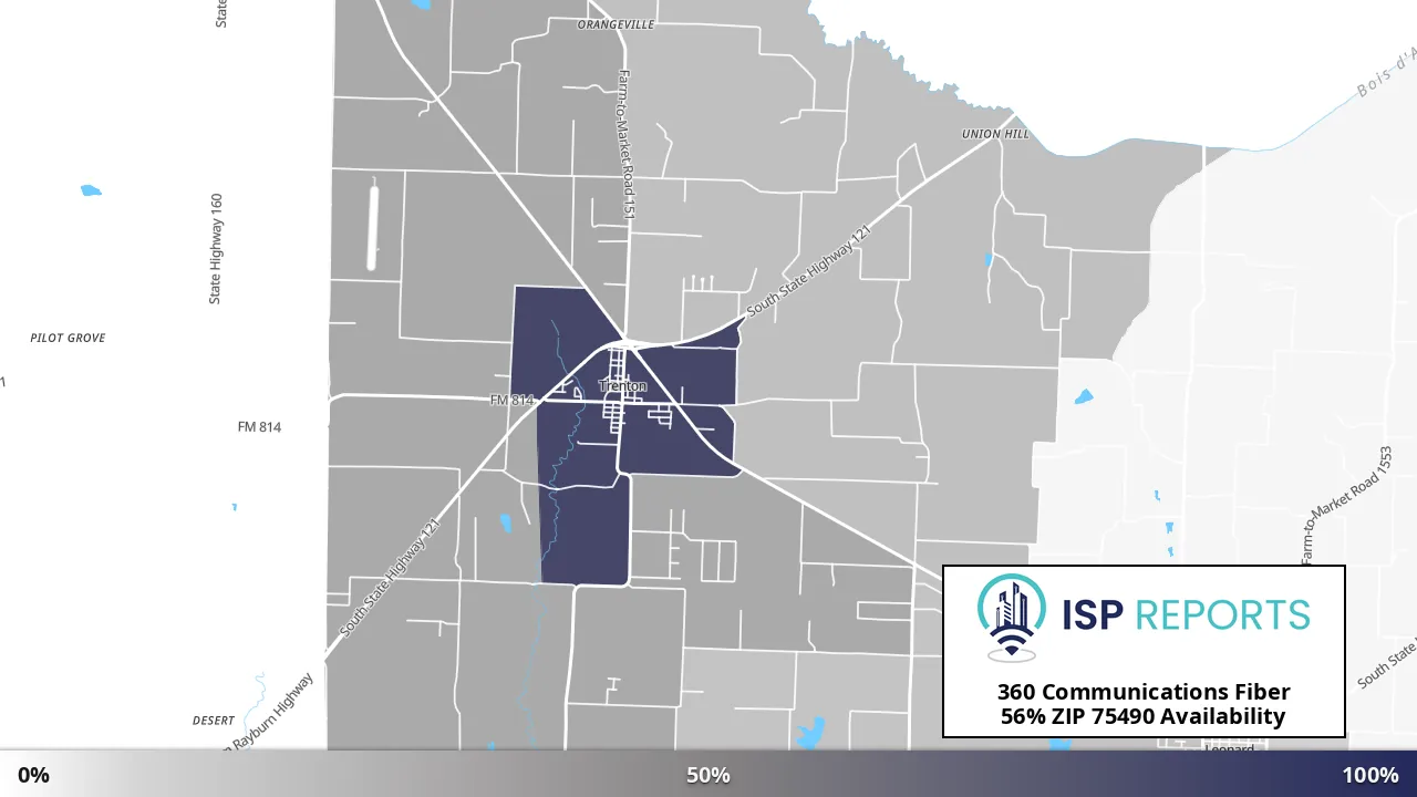 75490, TX map of internet availability
