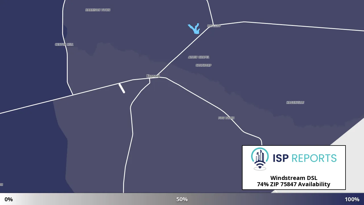 75847, TX map of internet availability