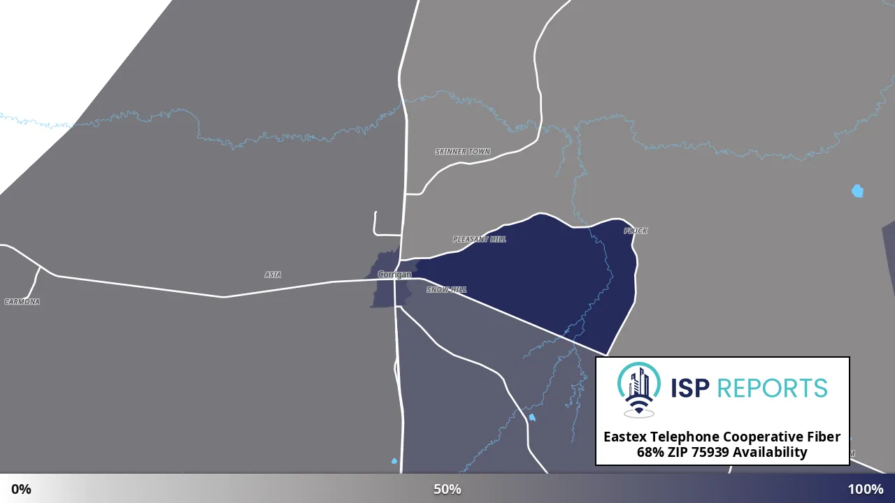 75939, TX map of internet availability