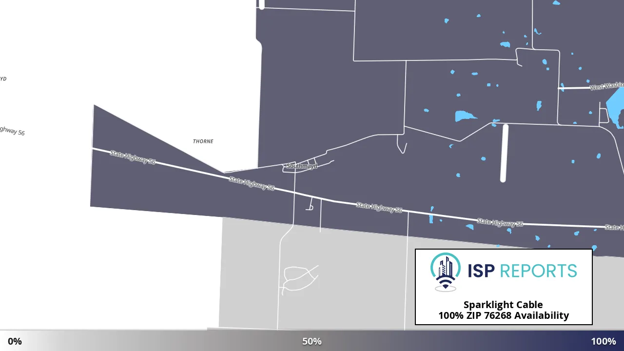 76268, TX map of internet availability