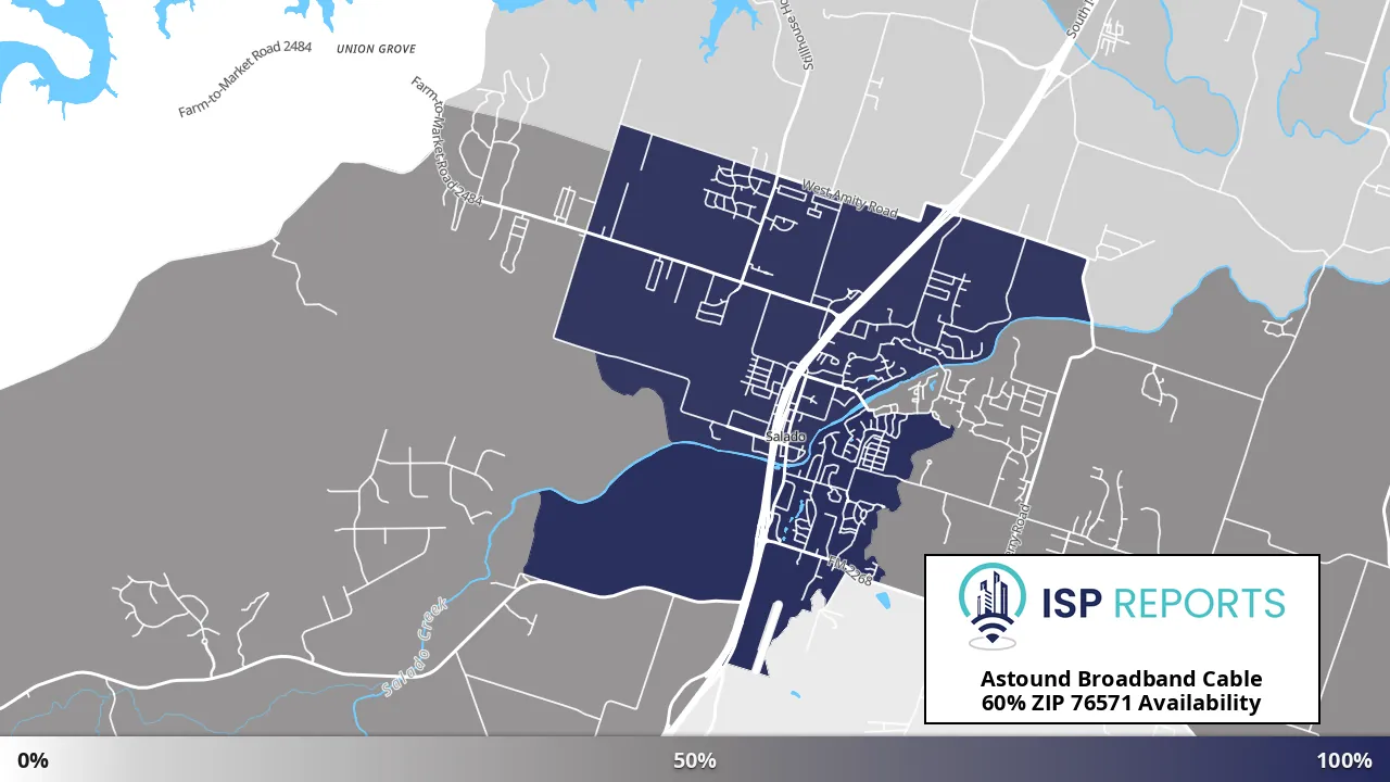 76571, TX map of internet availability