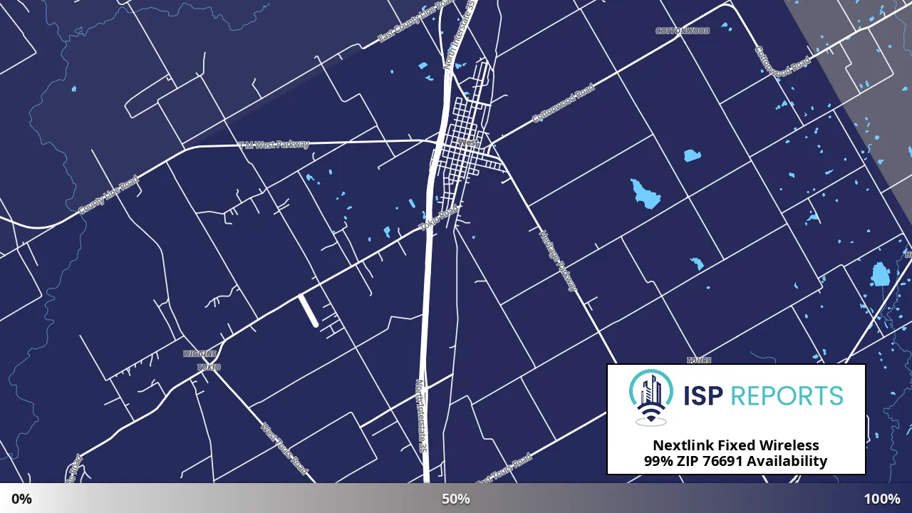 76691, TX map of internet availability