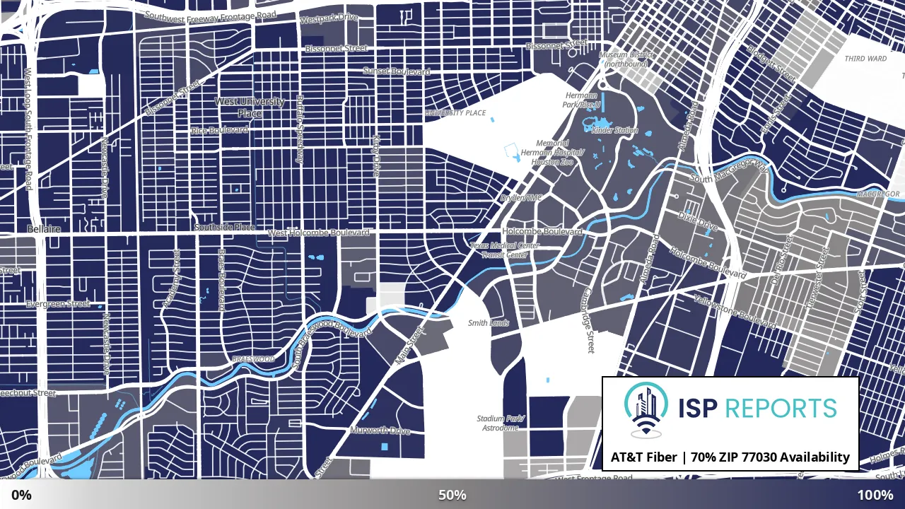 77030, TX map of internet availability