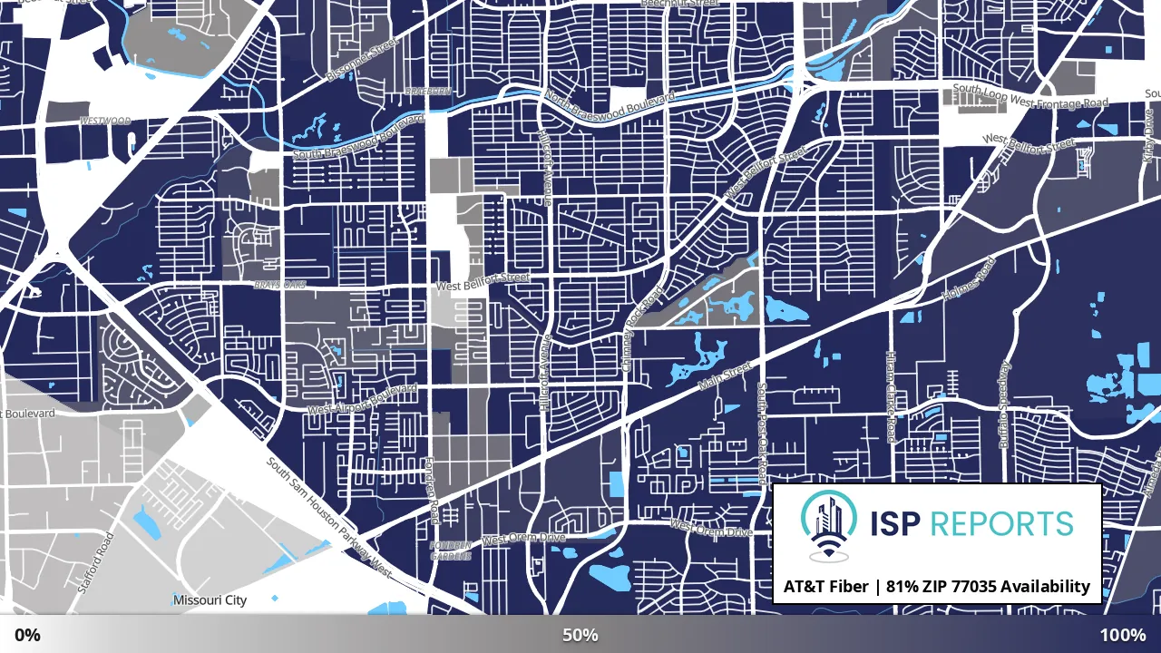 77035, TX map of internet availability