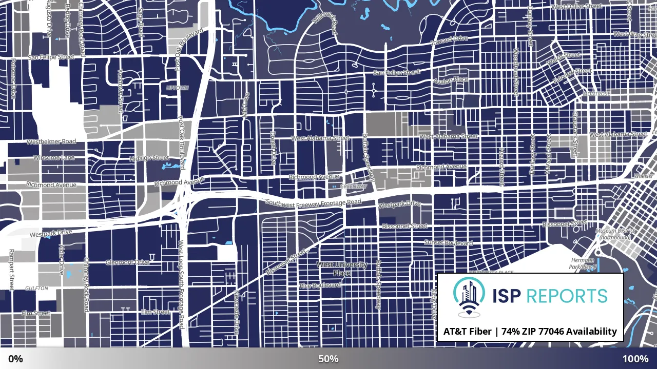 77046, TX map of internet availability