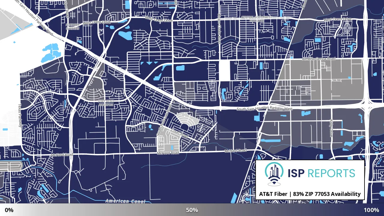 77053, TX map of internet availability