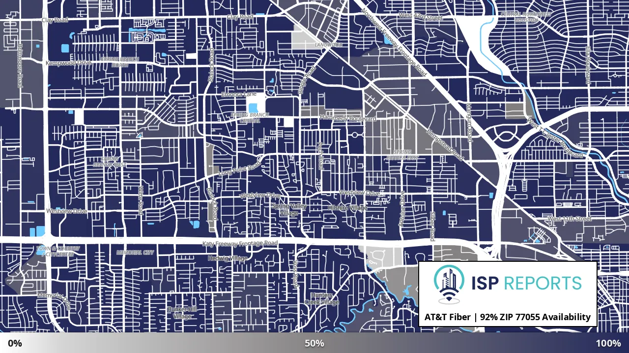 77055, TX map of internet availability