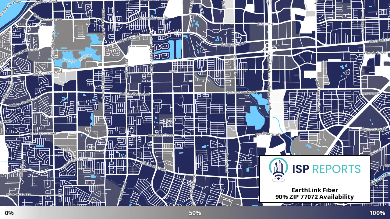 77072, TX map of internet availability
