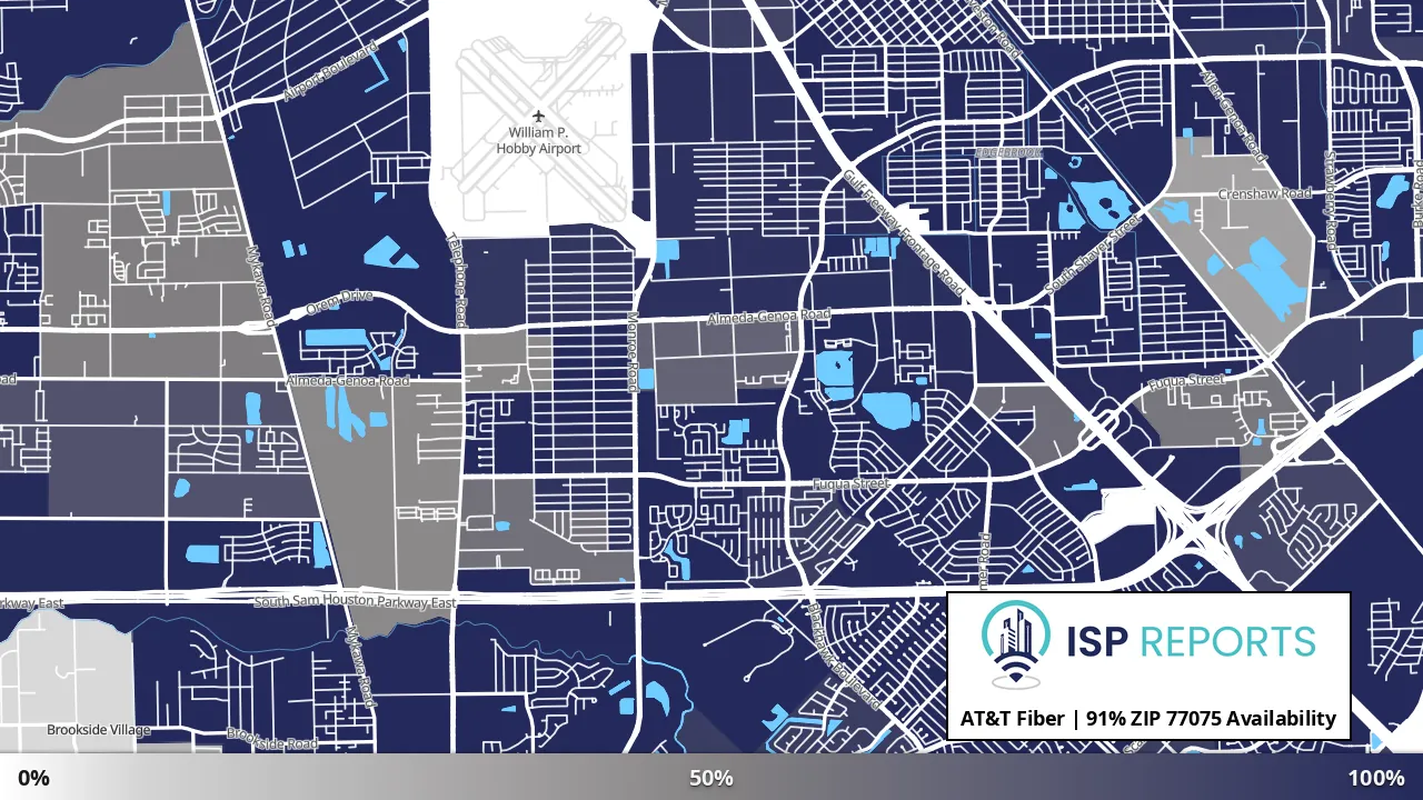 77075, TX map of internet availability