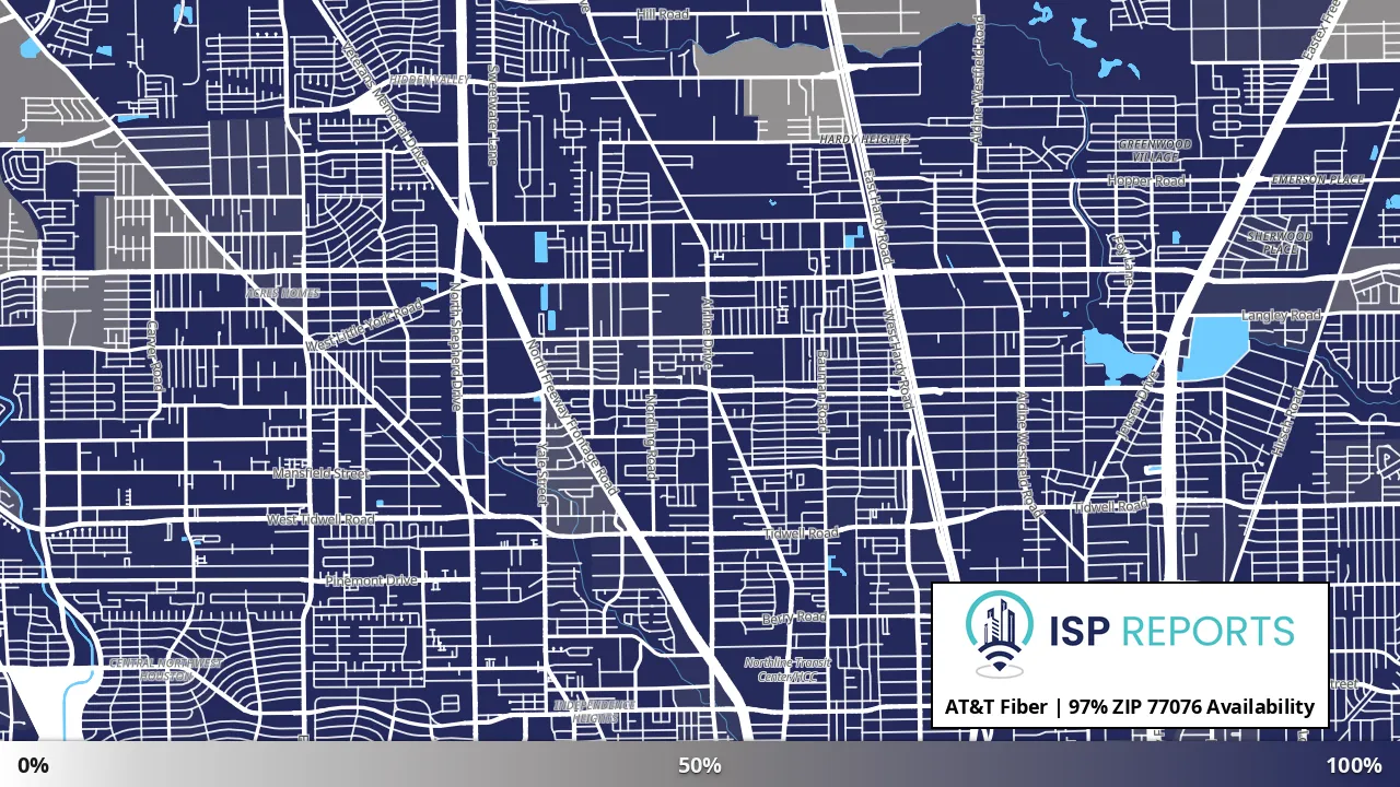 77076, TX map of internet availability