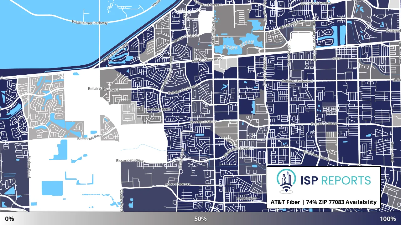 77083, TX map of internet availability