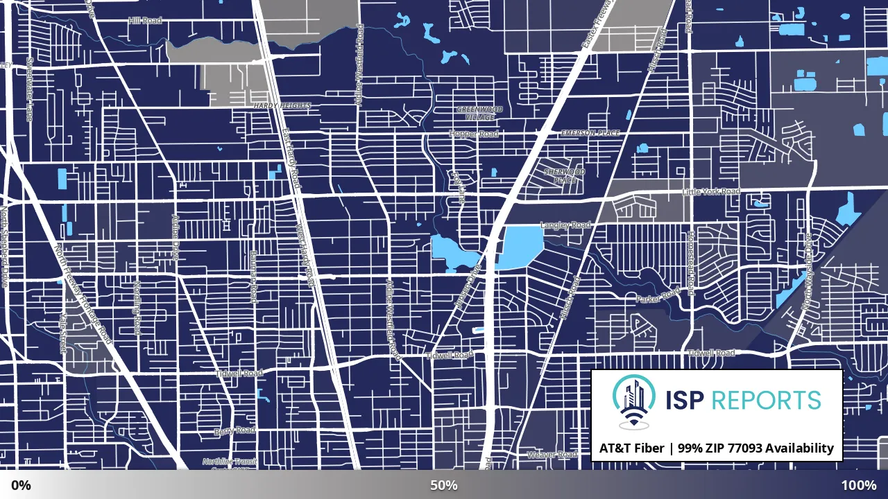 77093, TX map of internet availability