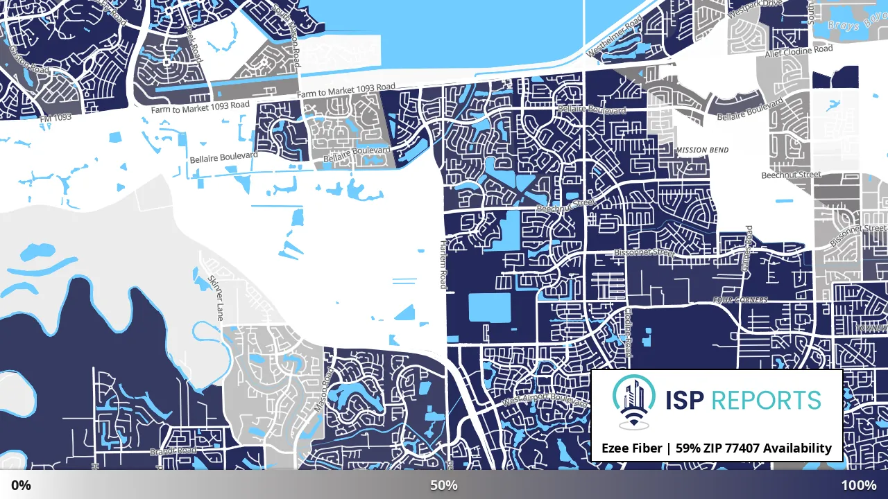 77407, TX map of internet availability
