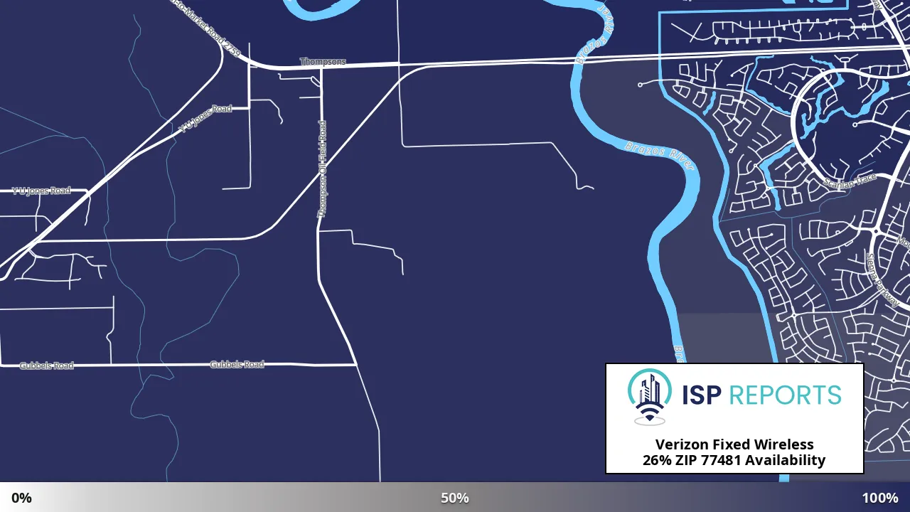 77481, TX map of internet availability