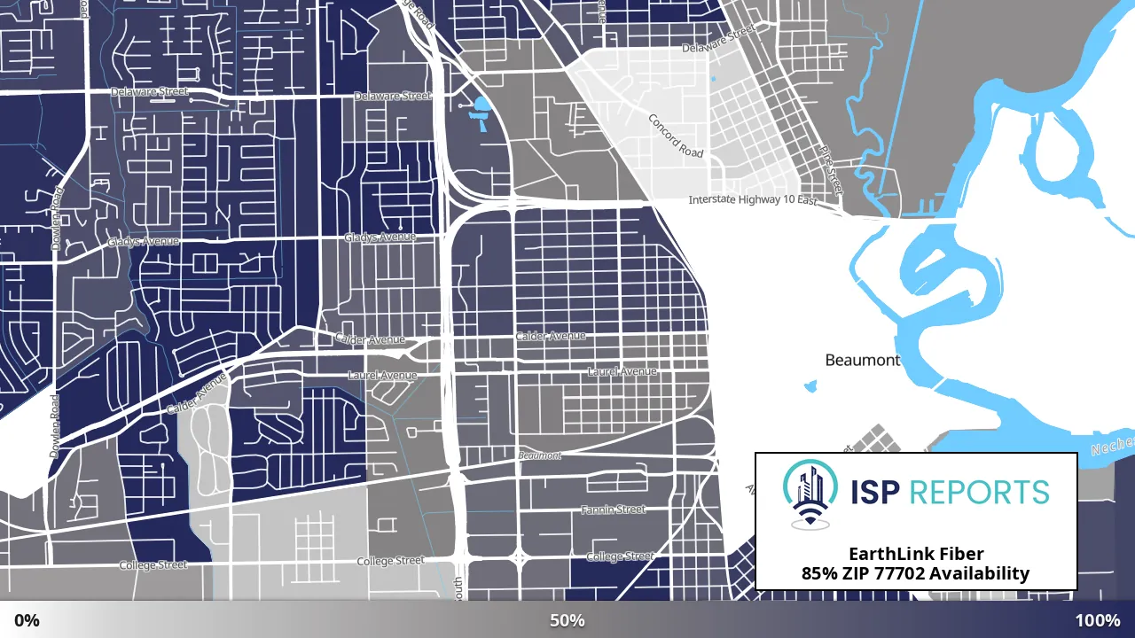 77702, TX map of internet availability