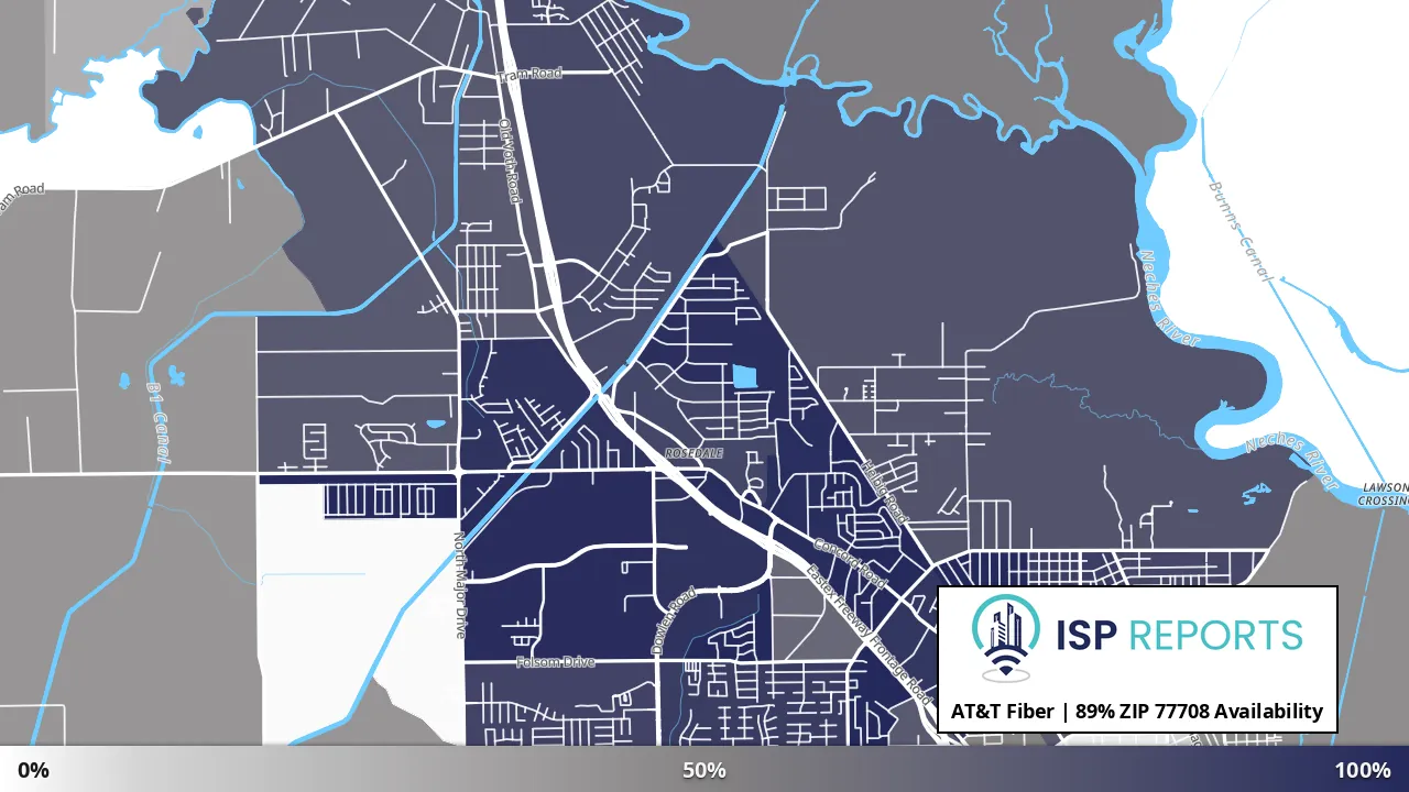 77708, TX map of internet availability