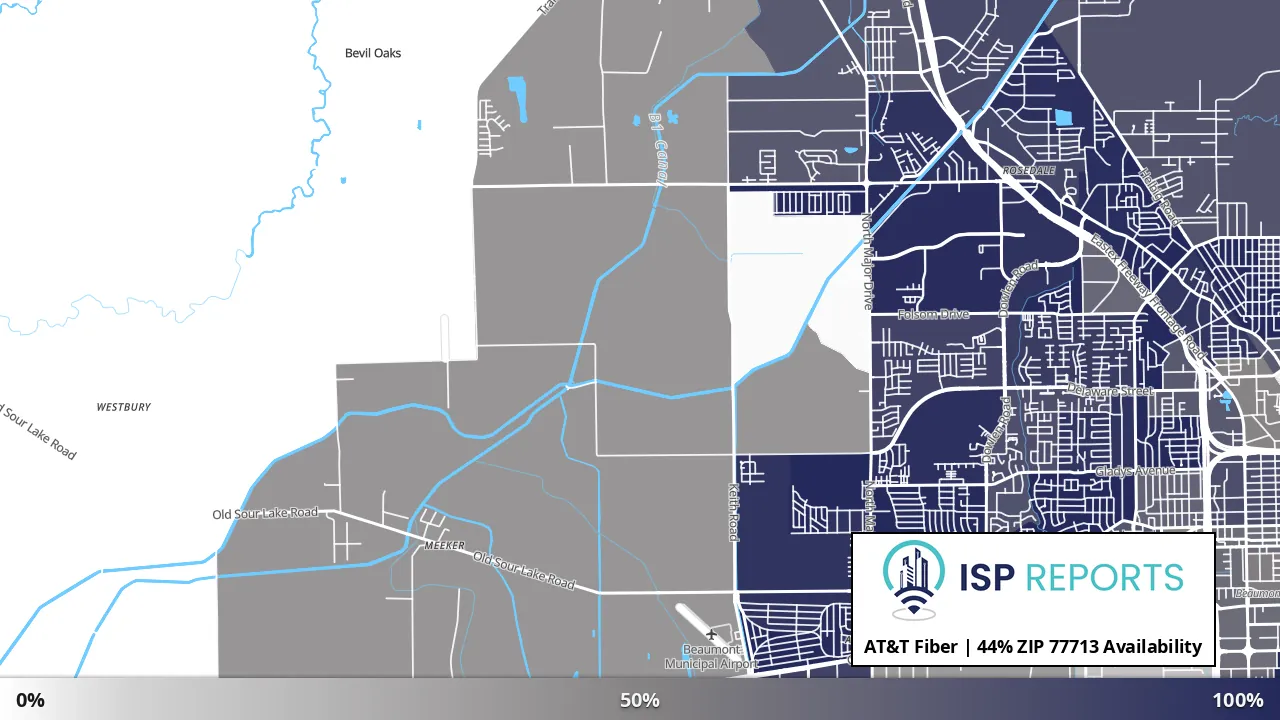77713, TX map of internet availability