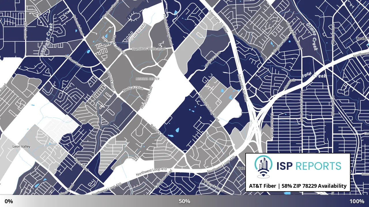78229, TX map of internet availability