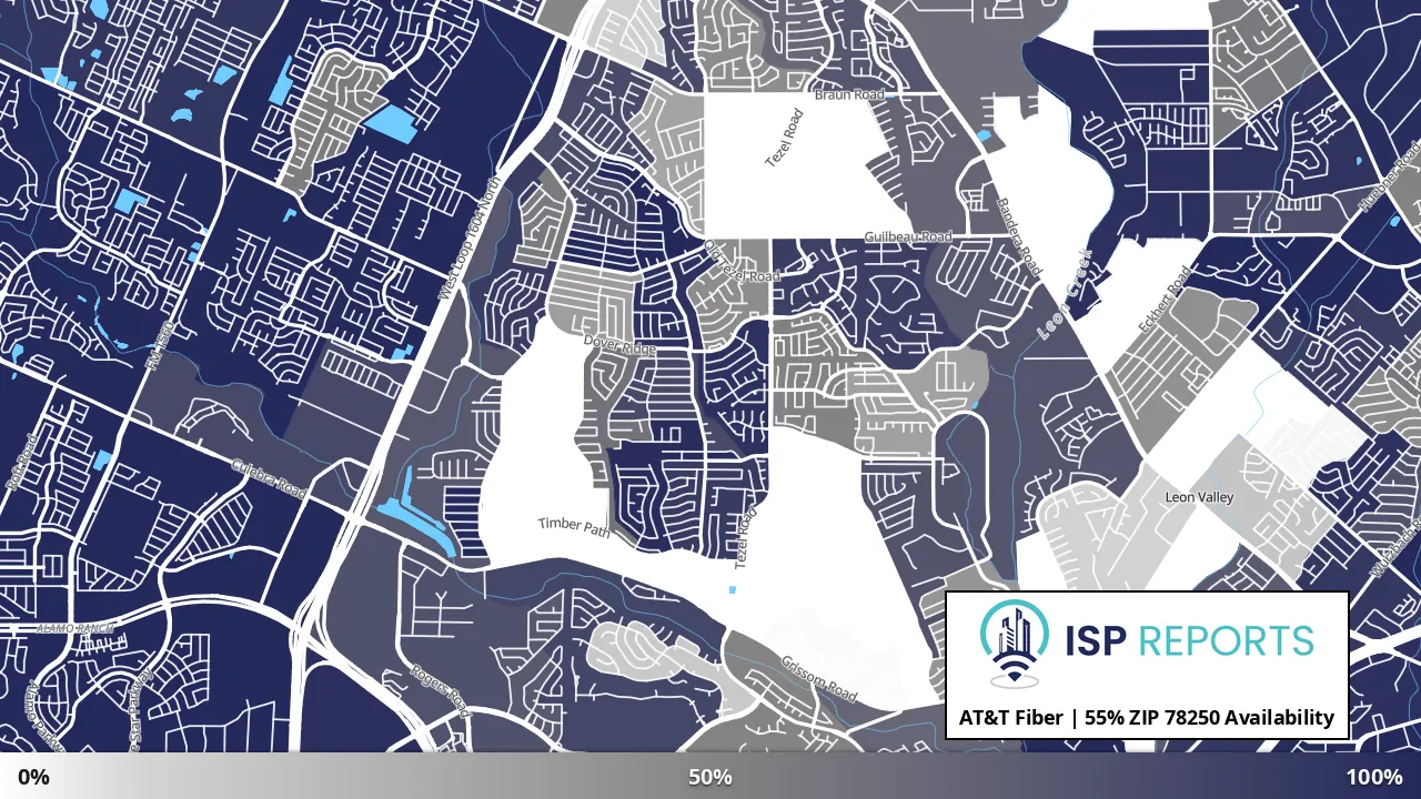 78250, TX map of internet availability