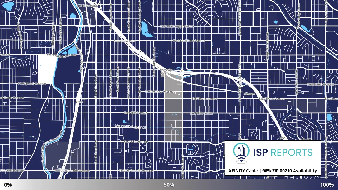 80210, CO map of internet availability