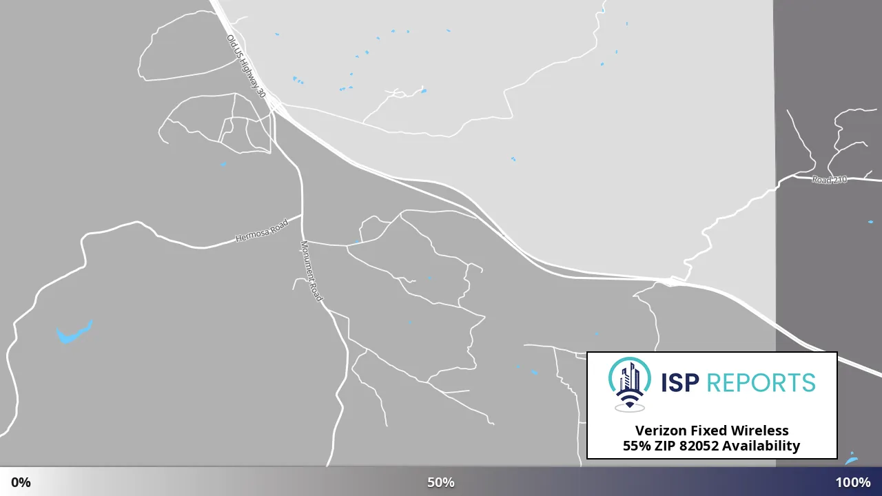 82052, WY map of internet availability