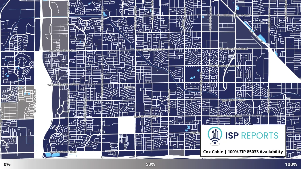 85033, AZ map of internet availability