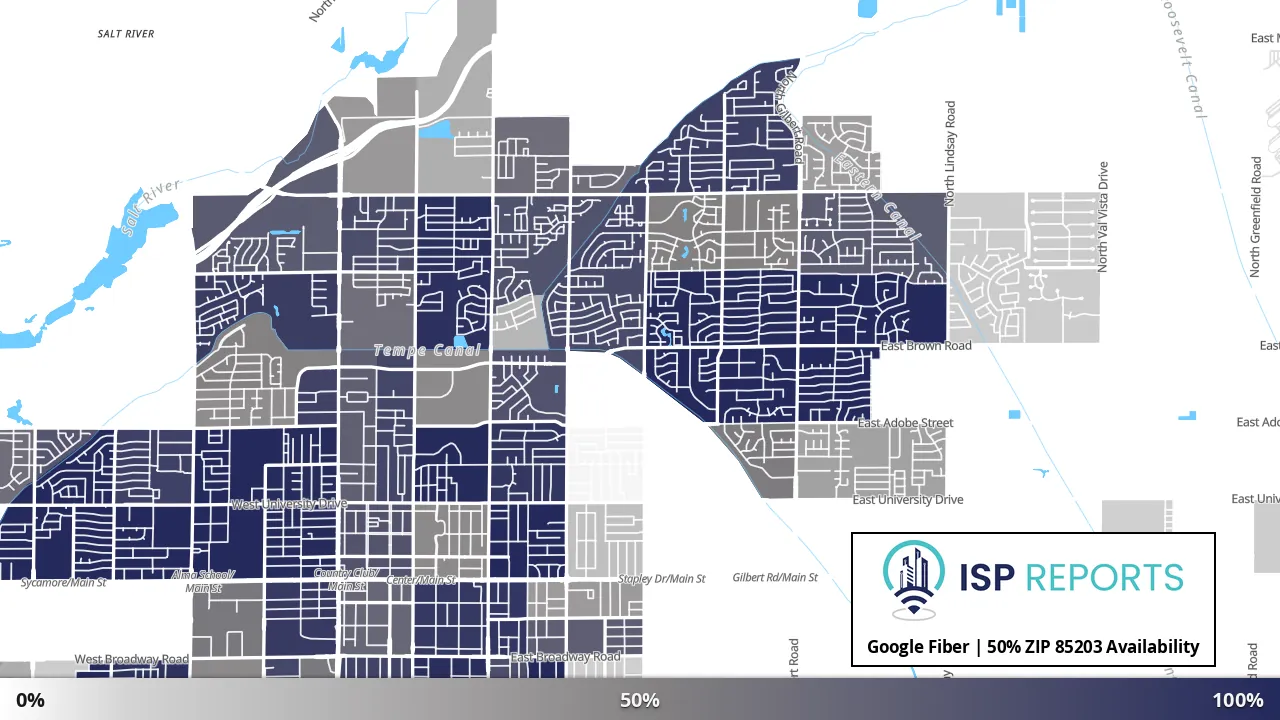 85203, AZ map of internet availability