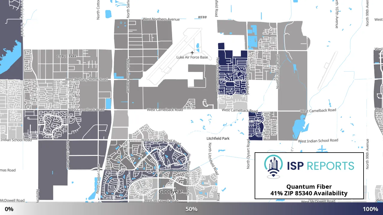 85340, AZ map of internet availability