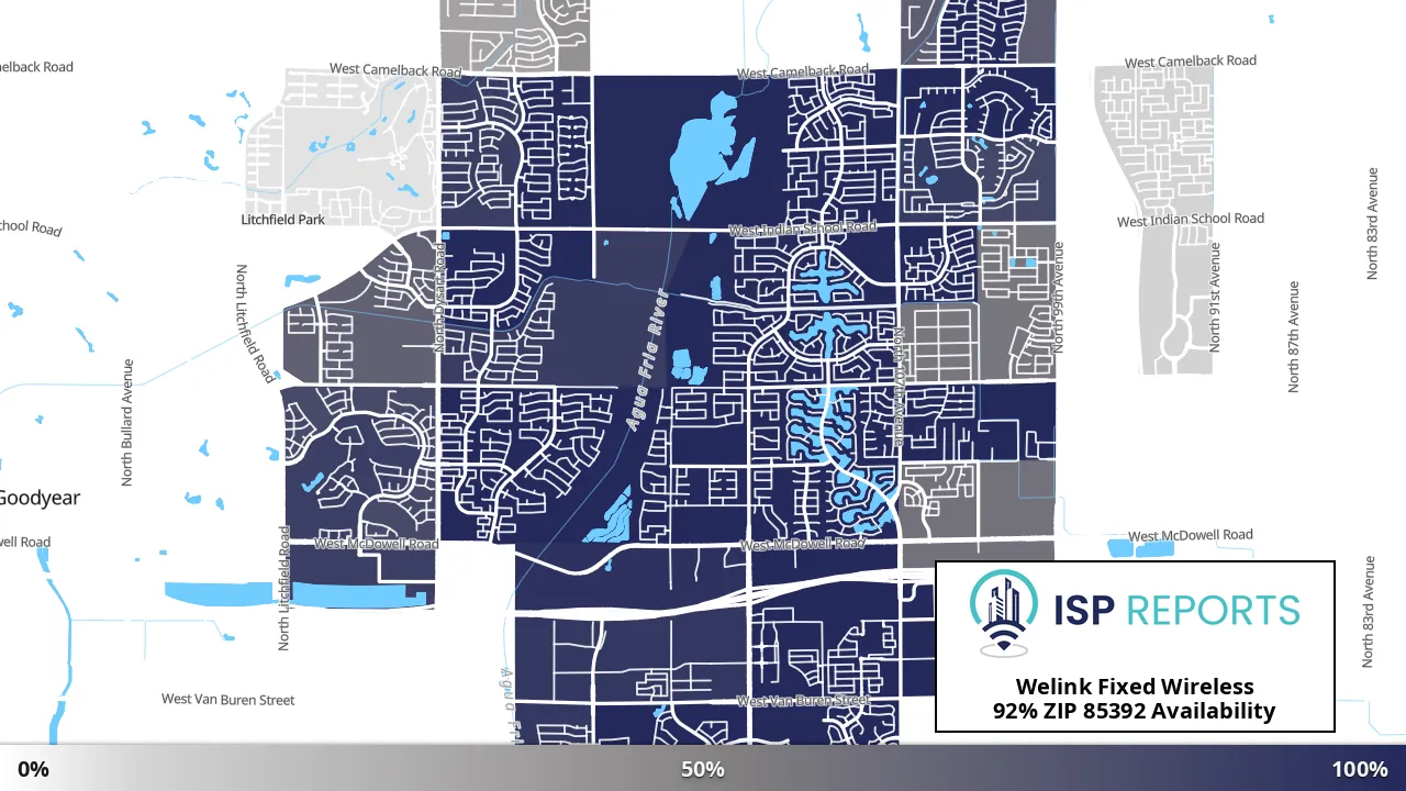 85392, AZ map of internet availability
