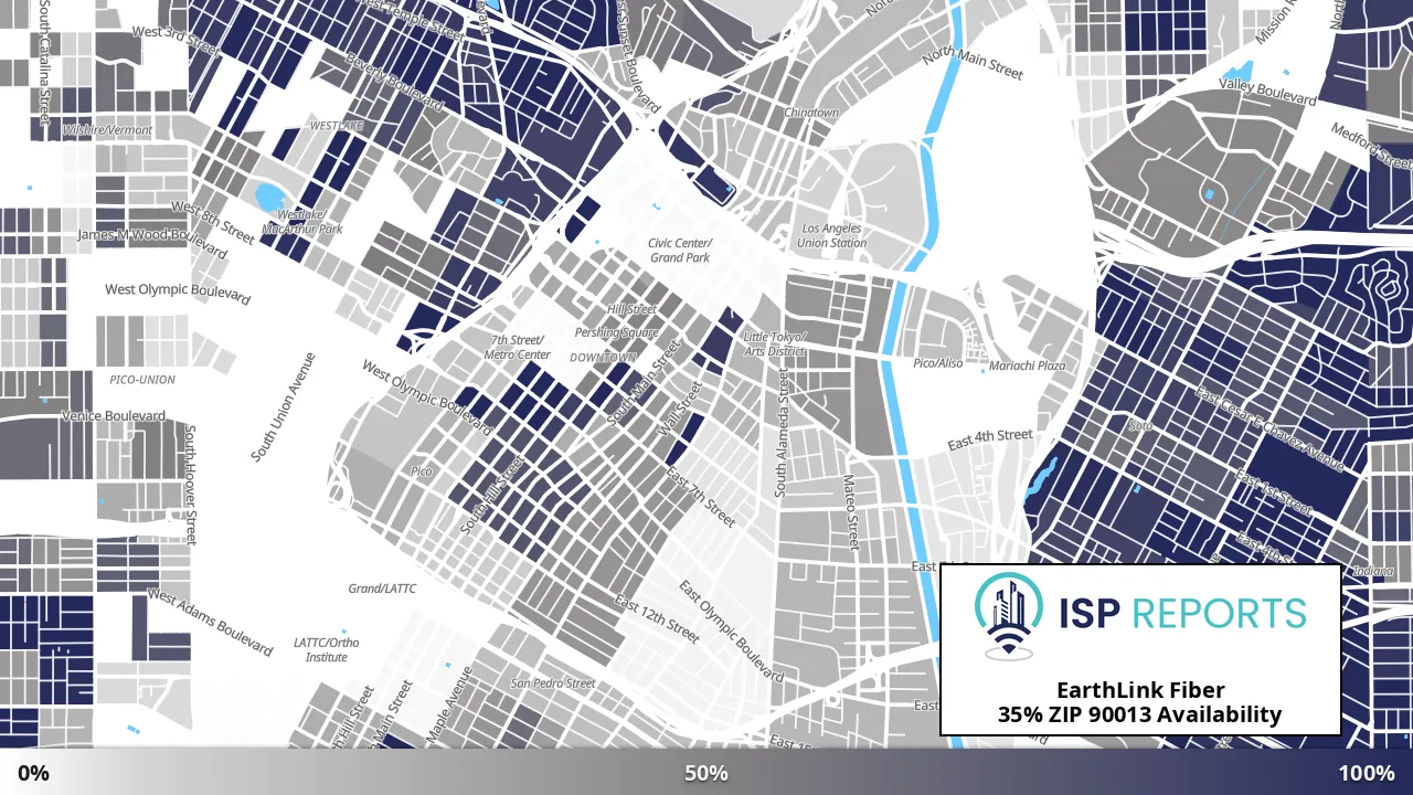 90013, CA map of internet availability