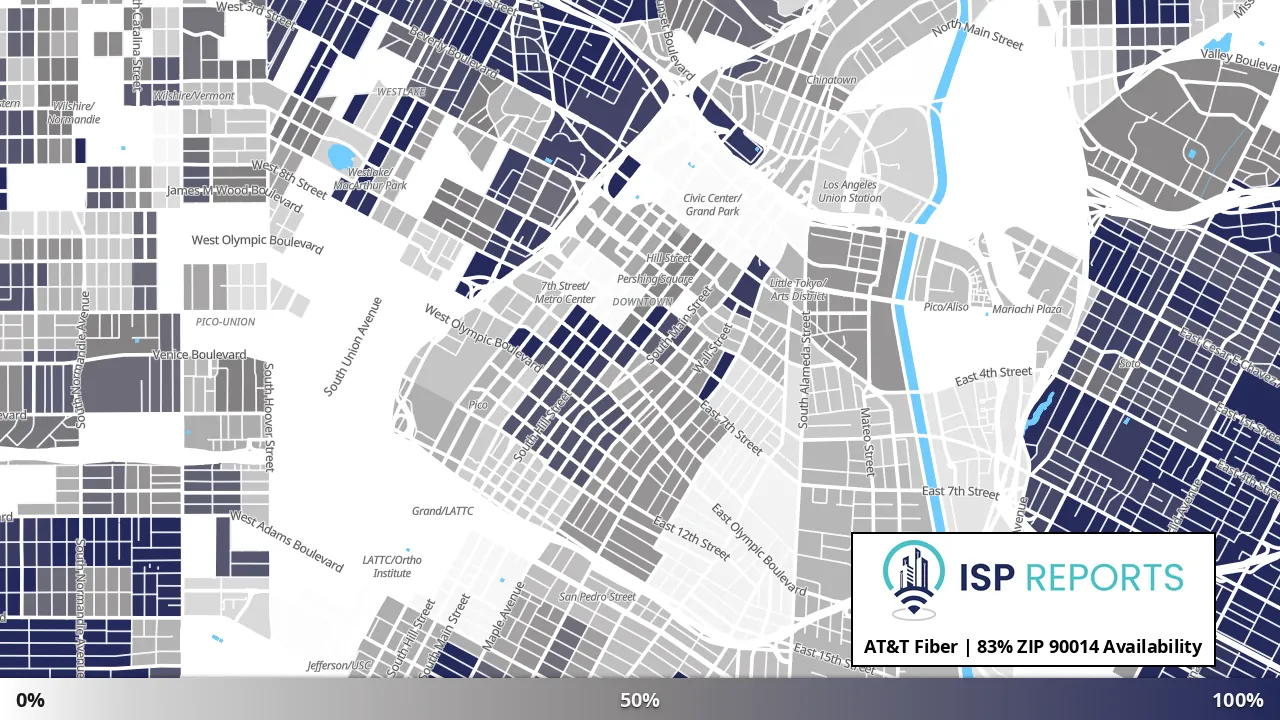 90014, CA map of internet availability