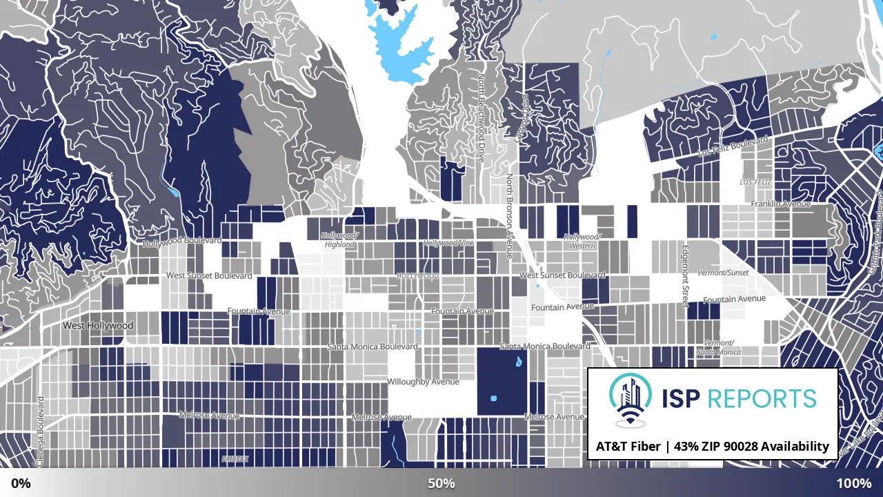 90028, CA map of internet availability
