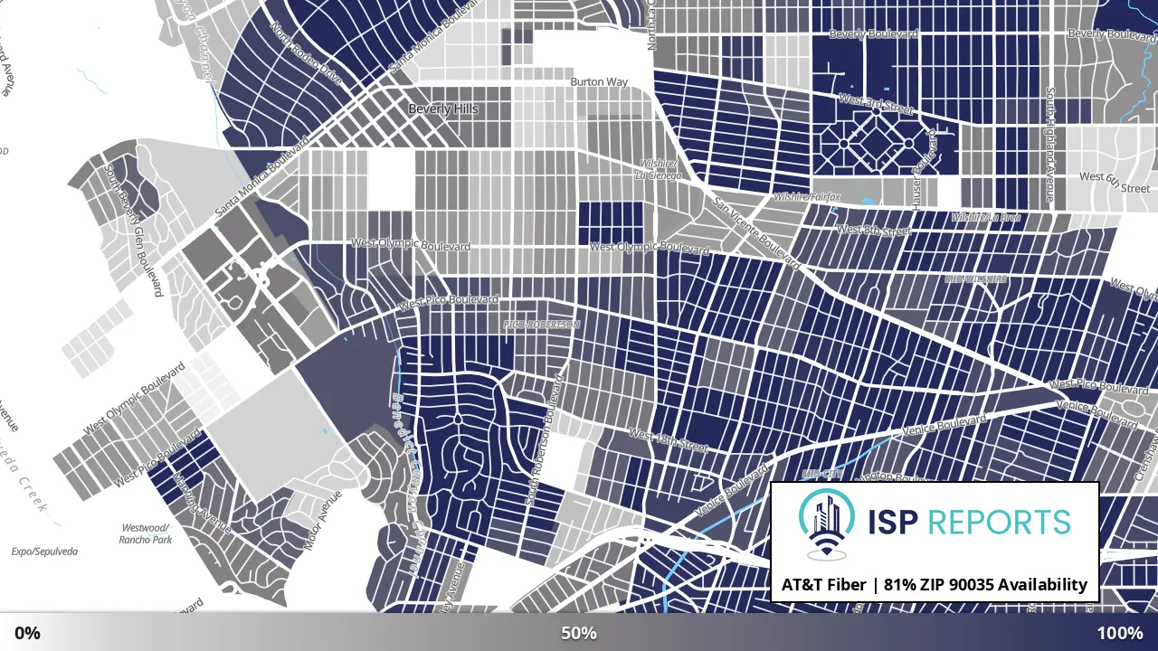 90035, CA map of internet availability