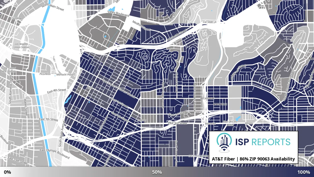 90063, CA map of internet availability