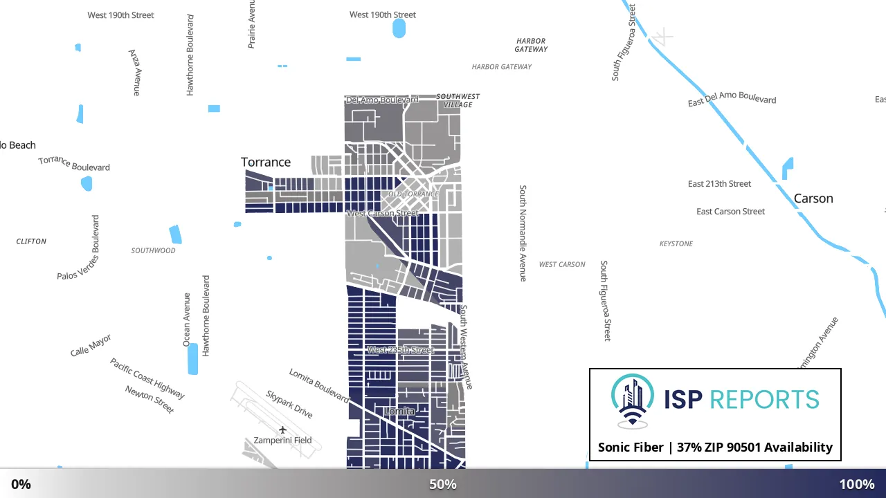 90501, CA map of internet availability