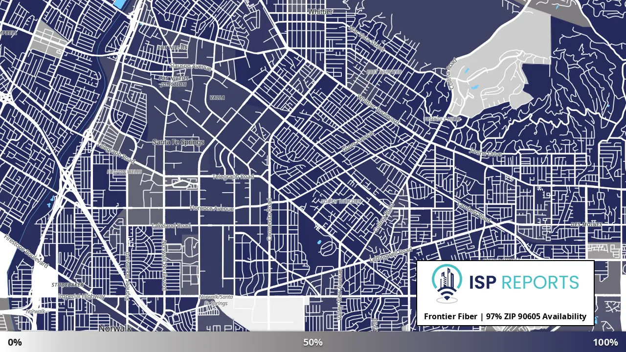 90605, CA map of internet availability