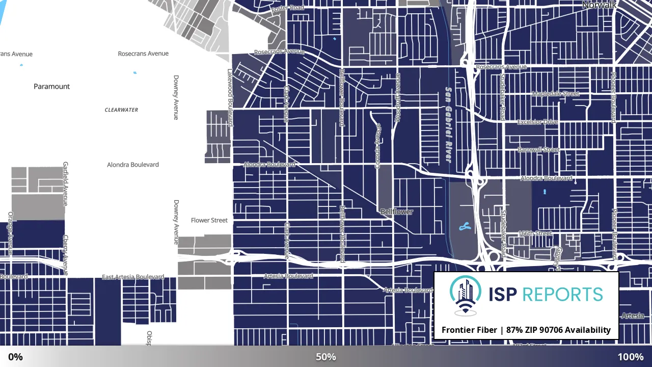 90706, CA map of internet availability