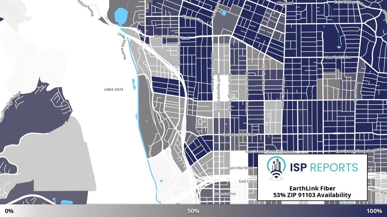 91103, CA map of internet availability