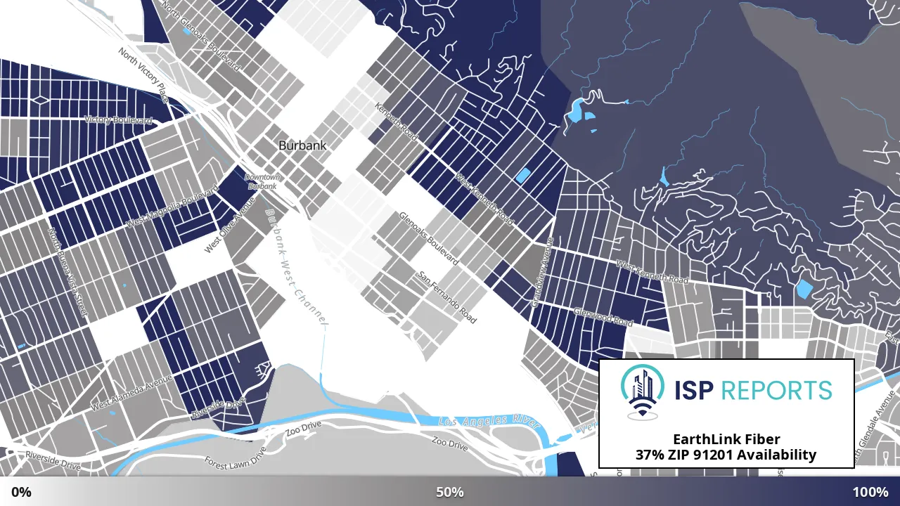 91201, CA map of internet availability