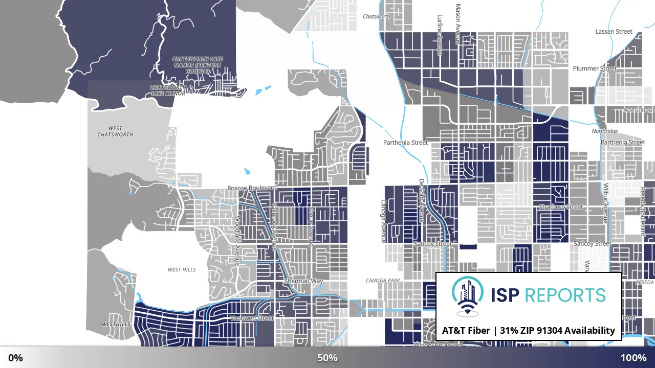 91304, CA map of internet availability