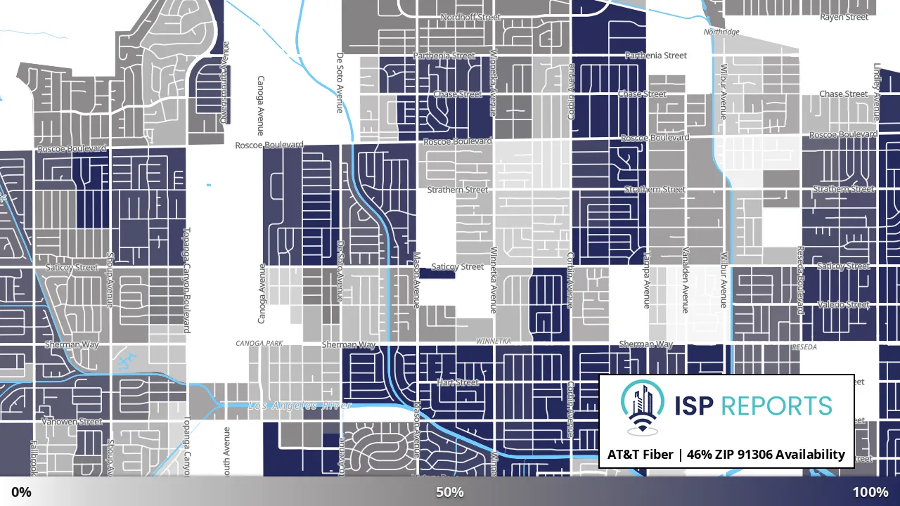 91306, CA map of internet availability
