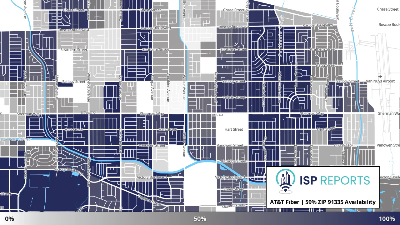 91335, CA map of internet availability