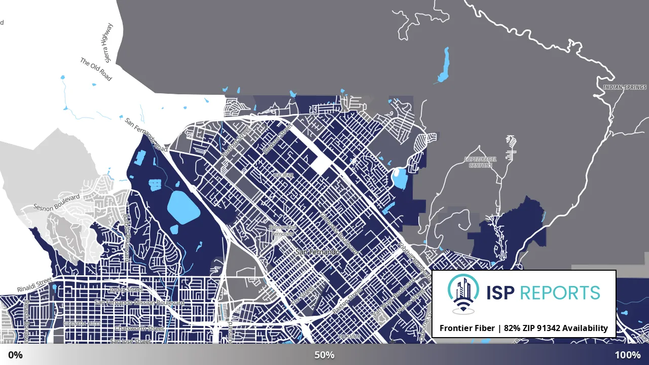 91342, CA map of internet availability