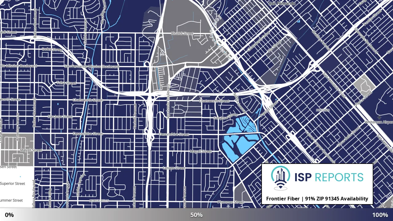 91345, CA map of internet availability
