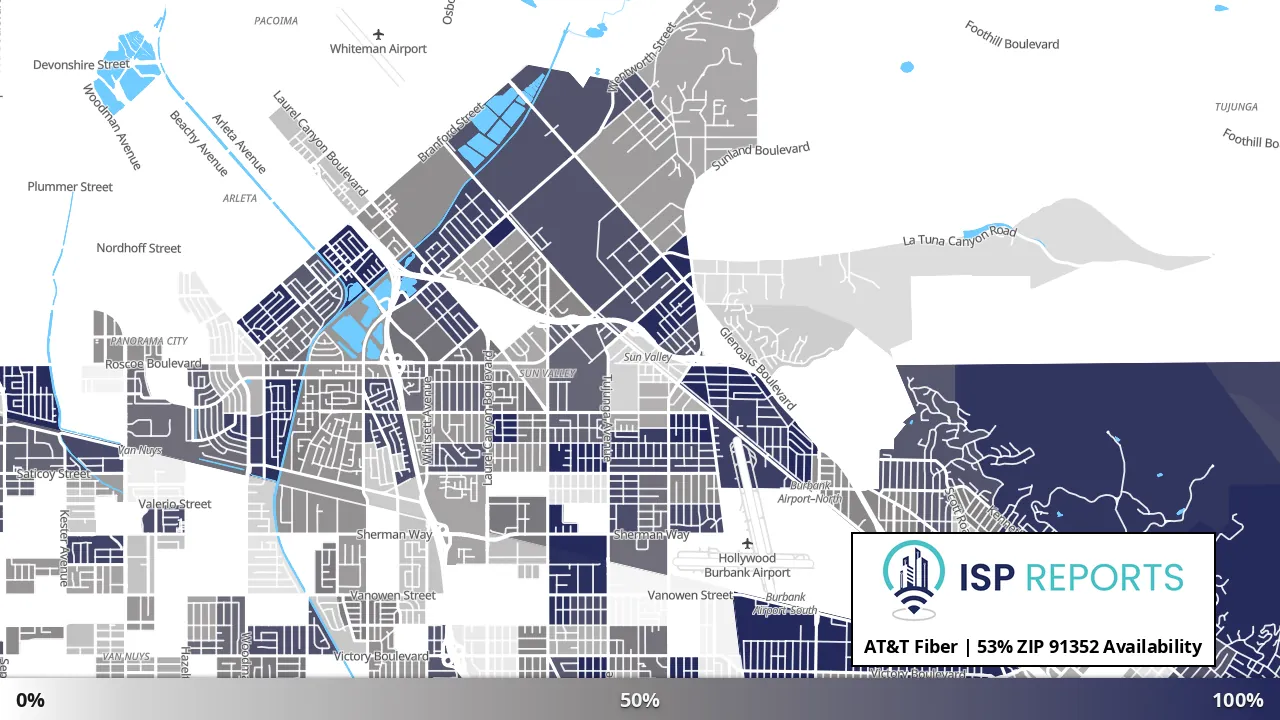 91352, CA map of internet availability