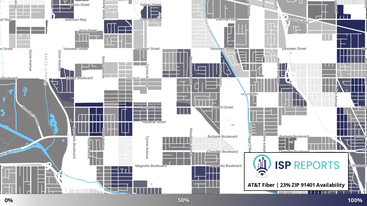 91401, CA map of internet availability