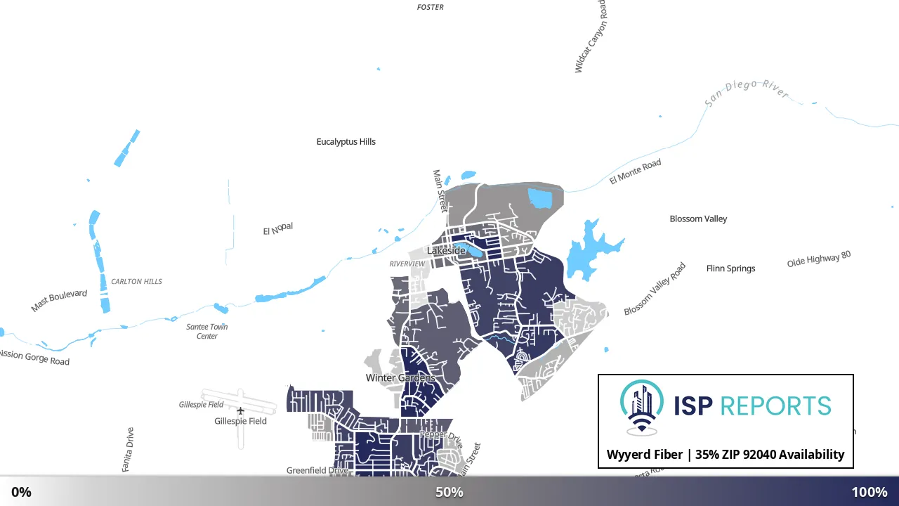 92040, CA map of internet availability