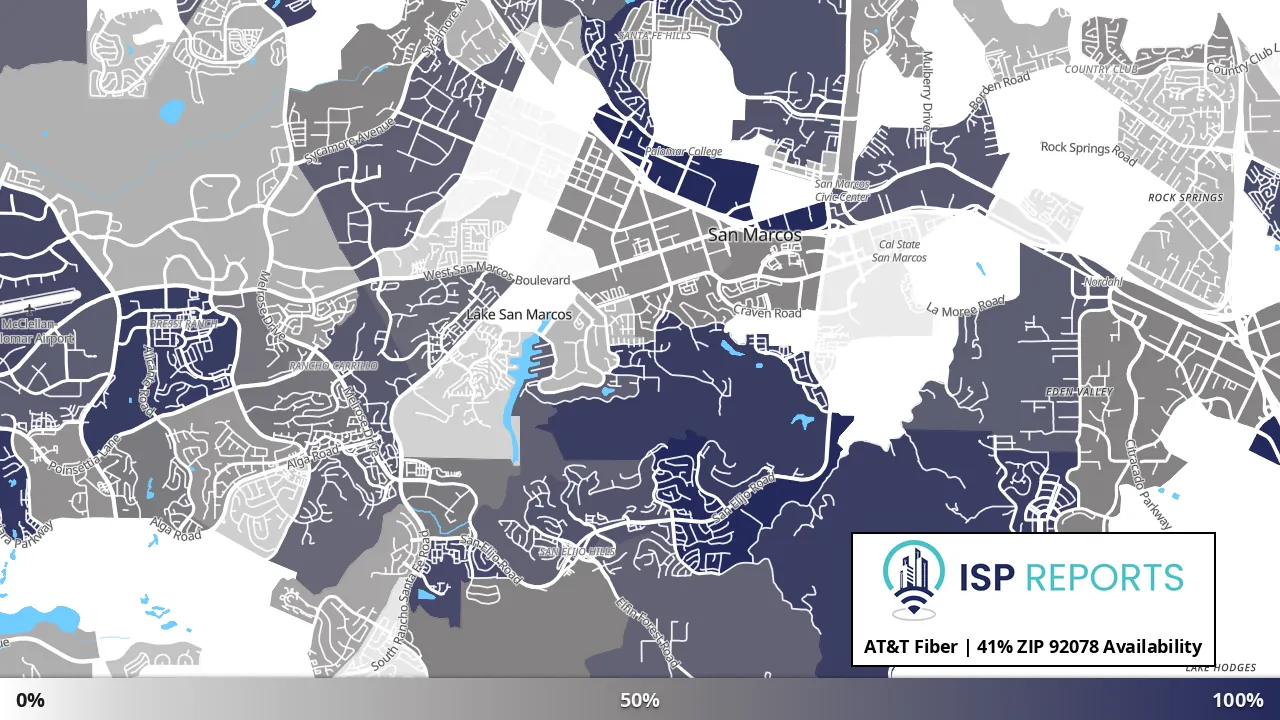 92078, CA map of internet availability